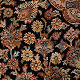 Midnight Orchard – Hand Knotted Silk Rug in Navy Blue/Peach