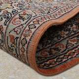 Saffron Ledger – Hand Knotted Silk Rug in Peach/Sage Green