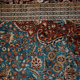 Nilofar Halo – Hand Knotted Silk Rug in Turquoise Blue/Rust