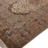 Ivory Court – Hand Knotted Silk Rug in Cream/Peach