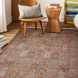 Safina Court – Hand Knotted Silk Rug in Peach/Light Blue
