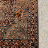 Safina Court – Hand Knotted Silk Rug in Peach/Light Blue