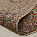 Safina Court – Hand Knotted Silk Rug in Peach/Light Blue