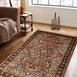 Mehrab Bloom – Hand Knotted Silk Rug in Peach/Navy Blue