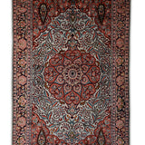 Afsana Medallion – Hand Knotted Silk Rug in Peach/Light Blue