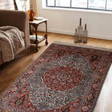 Afsana Medallion – Hand Knotted Silk Rug in Peach/Light Blue