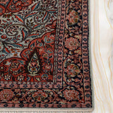 Afsana Medallion – Hand Knotted Silk Rug in Peach/Light Blue