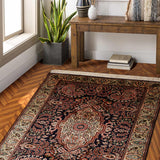 Zameen Noor – Hand Knotted Silk Rug in Navy Blue/Ivory