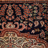 Zameen Noor – Hand Knotted Silk Rug in Navy Blue/Ivory