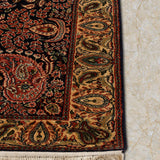 Zameen Noor – Hand Knotted Silk Rug in Navy Blue/Ivory