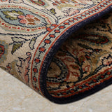 Zameen Noor – Hand Knotted Silk Rug in Navy Blue/Ivory