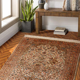 Gulrez Field – Hand Knotted Silk Rug in Cream/Peach