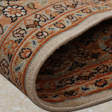 Gulrez Field – Hand Knotted Silk Rug in Cream/Peach