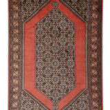 Mehrang Gate – Hand Knotted Silk Rug in Peach/Ivory