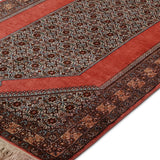 Mehrang Gate – Hand Knotted Silk Rug in Peach/Ivory
