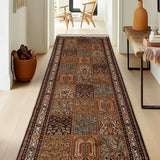 Neelhar Grid – Hand Knotted Silk Rug in Navy Blue/Peach