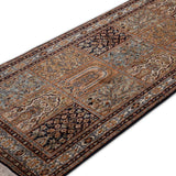 Neelhar Grid – Hand Knotted Silk Rug in Navy Blue/Peach