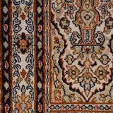Neelhar Grid – Hand Knotted Silk Rug in Navy Blue/Peach