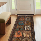 Neel Viras – Hand Knotted Silk Rug in Navy Blue/Peach