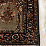 Neel Viras – Hand Knotted Silk Rug in Navy Blue/Peach