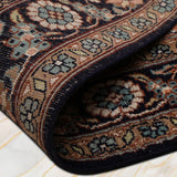 Neel Viras – Hand Knotted Silk Rug in Navy Blue/Peach