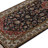 Neelkanth Rekha – Hand Knotted Silk Rug in Navy Blue/Peach