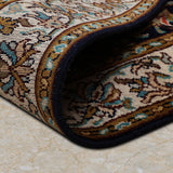 Neelkanth Rekha – Hand Knotted Silk Rug in Navy Blue/Peach