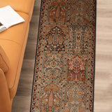 Vistaar Vakya – Hand Knotted Silk Rug in Navy Blue/Peach