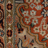 Vistaar Vakya – Hand Knotted Silk Rug in Navy Blue/Peach