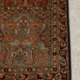 Vistaar Vakya – Hand Knotted Silk Rug in Navy Blue/Peach