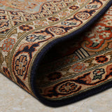 Vistaar Vakya – Hand Knotted Silk Rug in Navy Blue/Peach