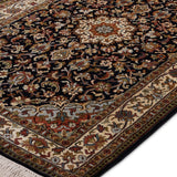 Siyah Gulshan – Hand Knotted Silk Rug in Navy Blue/Cream