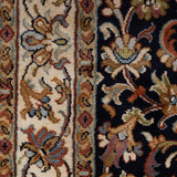 Siyah Gulshan – Hand Knotted Silk Rug in Navy Blue/Cream