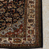 Siyah Gulshan – Hand Knotted Silk Rug in Navy Blue/Cream