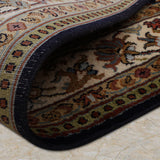 Siyah Gulshan – Hand Knotted Silk Rug in Navy Blue/Cream