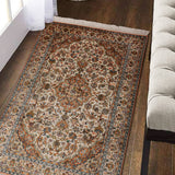 Mehr Afsan – Hand Knotted Silk Rug in Cream/Peach