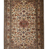 Ivory Palisade – Hand Knotted Silk Rug in Cream/Mushroom