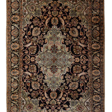 Midnight Verdure – Hand Knotted Silk Rug in Navy Blue/Sage Green