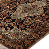Midnight Verdure – Hand Knotted Silk Rug in Navy Blue/Sage Green