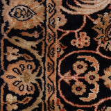 Midnight Verdure – Hand Knotted Silk Rug in Navy Blue/Sage Green