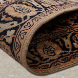 Midnight Verdure – Hand Knotted Silk Rug in Navy Blue/Sage Green