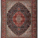 Samudra – Hand Knotted Wool Rug in Navy Blue/Rust