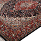 Samudra – Hand Knotted Wool Rug in Navy Blue/Rust