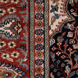 Samudra – Hand Knotted Wool Rug in Navy Blue/Rust