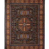Khusboo – Hand Knotted Wool Rug in Navy Blue/Mustard