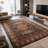 Khusboo – Hand Knotted Wool Rug in Navy Blue/Mustard