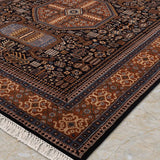 Khusboo – Hand Knotted Wool Rug in Navy Blue/Mustard