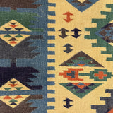 Aazaan – Handwoven Cotton Rug in Blue/Yellow