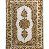 Aranya Bloom – Chain Stitch Embroidery Cotton Rug in Cream/Olive Green
