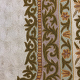 Aranya Bloom – Chain Stitch Embroidery Cotton Rug in Cream/Olive Green